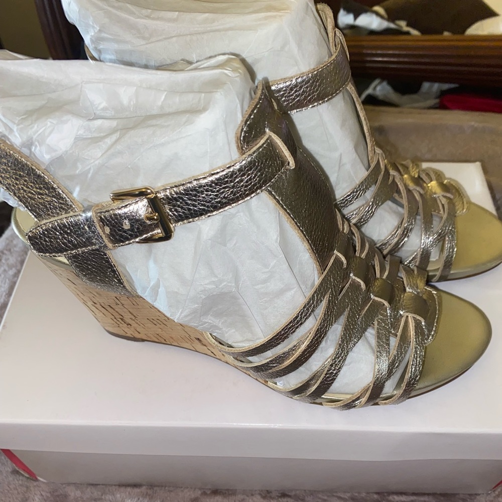 Soft gold Isaac Mizrahi Strappy Wedges